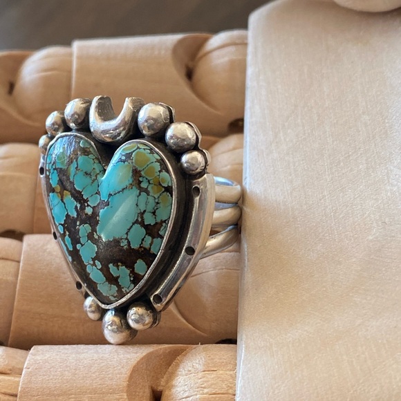 Pacific Crest Silver Turquoise heart sterling silver ring - Picture 4 of 9
